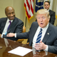 President Donald Trump meets with Kenneth C. Frazier, chairman and CEO of Merck & Co. (left) and other representatives from PhRMA, the Pharmaceutical Research and Manufacturers of America, in the Roosevelt Room of the White House on Jan. 31, 2017, in Washington, D.C. (Ron Sachs-Pool/Getty Images)